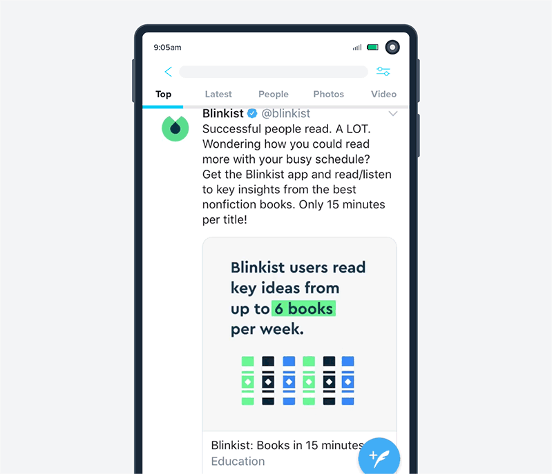 Reklama instalacji aplikacji Blinkist