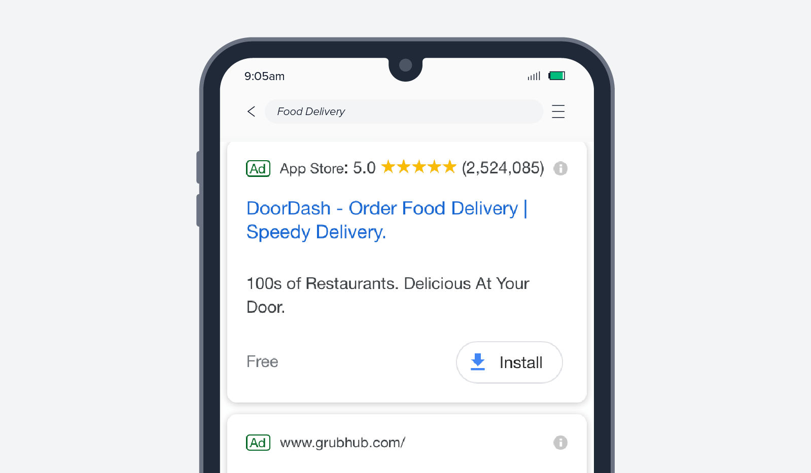 Reklama instalacji aplikacji DoorDash