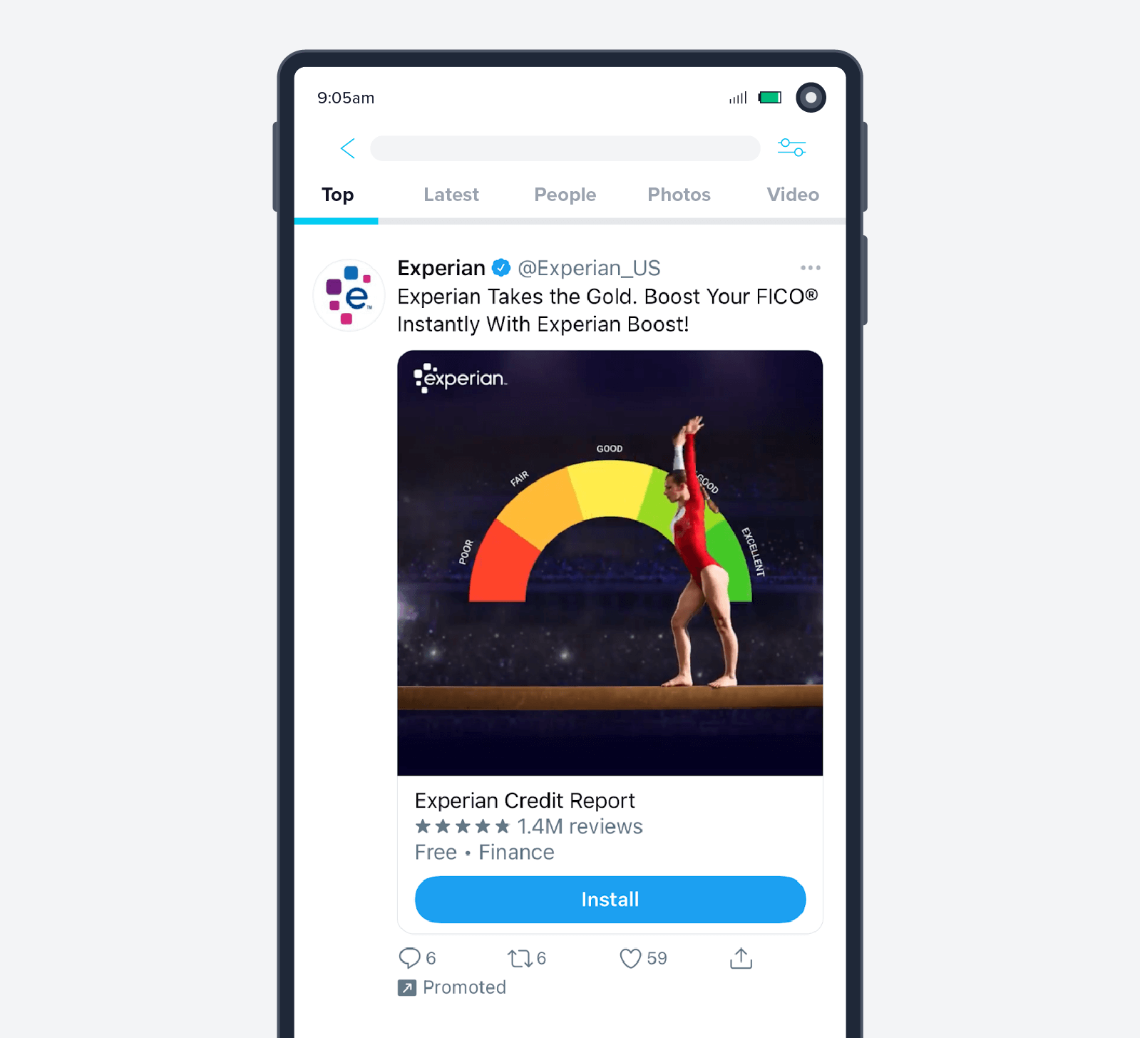 Reklama instalacji aplikacji Experian