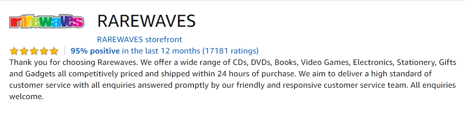 Commentaires du vendeur Amazon