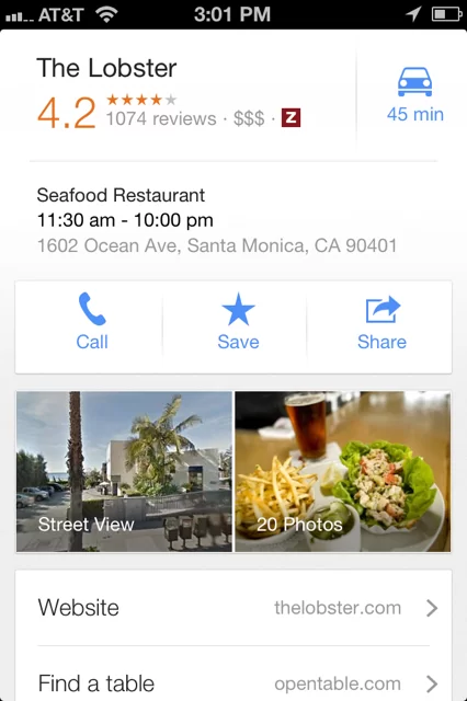 ภาพหน้าจอของแอป Lobster Google Maps