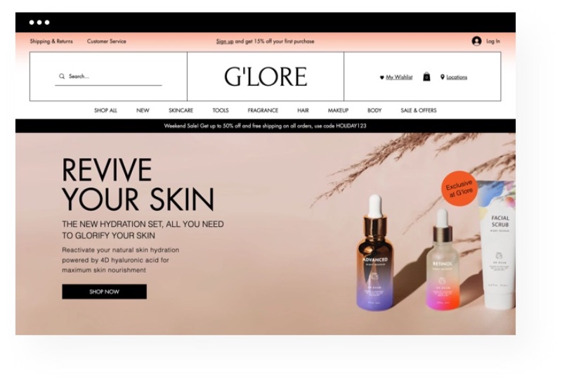 Vorlage für Beauty-Websites bei Wix