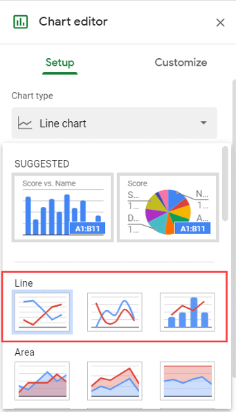 Opsi Grafik Garis di Google Spreadsheet