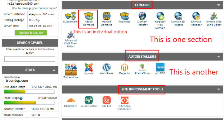 jak działa interfejs cpanel