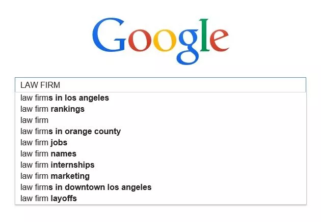 법률 사무소 웹 사이트에 대한 Google 검색의 스크린샷