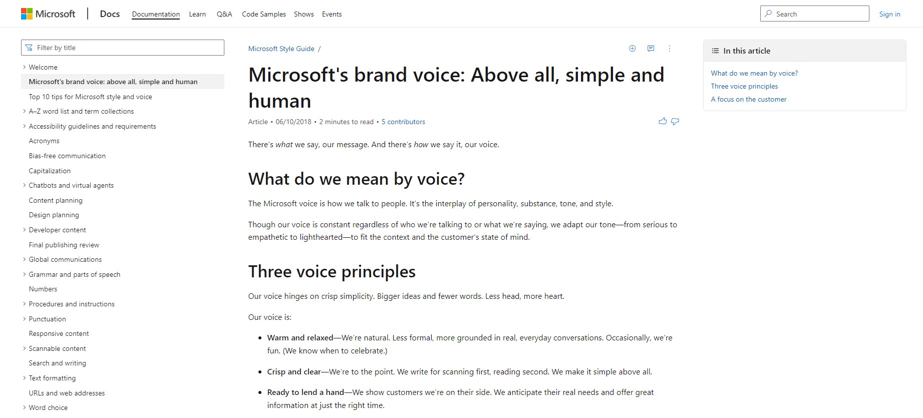 คู่มือรูปแบบเนื้อหาของ Microsoft
