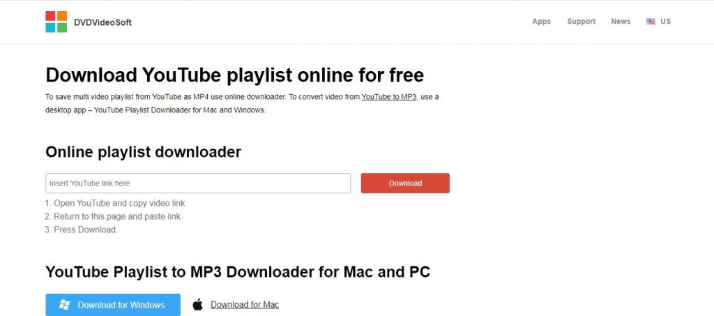 DVDVideoSoft โปรแกรมดาวน์โหลดเพลย์ลิสต์ YouTube
