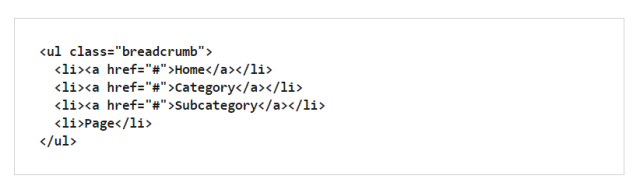 麵包屑的 HTML 代碼