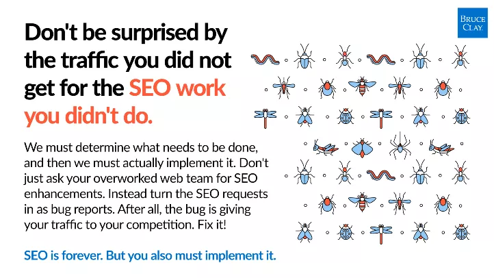 Non essere sorpreso dai risultati che non hai ottenuto dal lavoro SEO che non hai svolto.