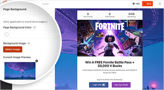 Giveaway-Landingpage-Design-Optionen - RafflePress Giveaway landing page design options