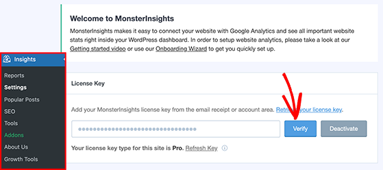 verify-monster-insights-license-key-RafflePress Verify your MonsterInsights license key