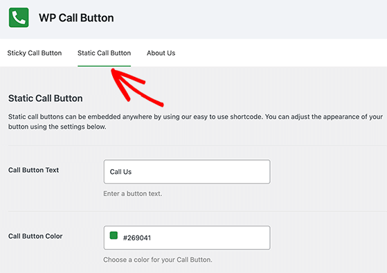 wp-call-button-static - RafflePress static wp call button settings