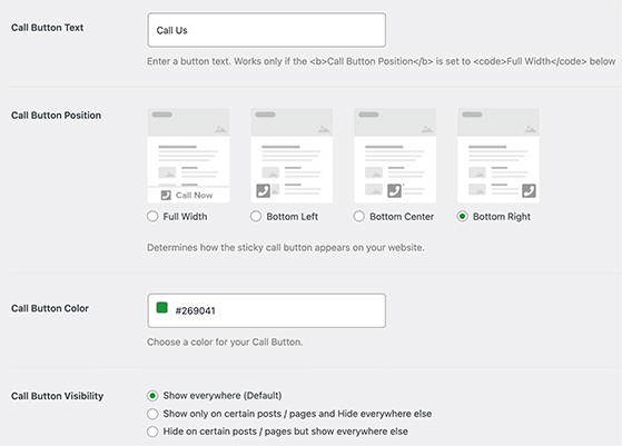 wp-call-button-customization-settings - RafflePress WP call button customization settings