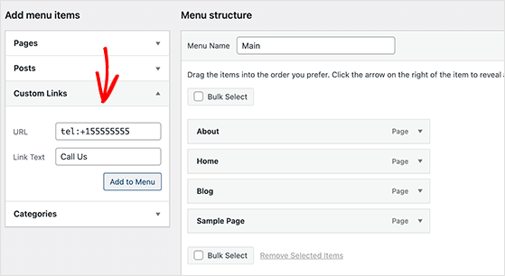 link do menu clique para ligar - RafflePress click to call menu link WordPress