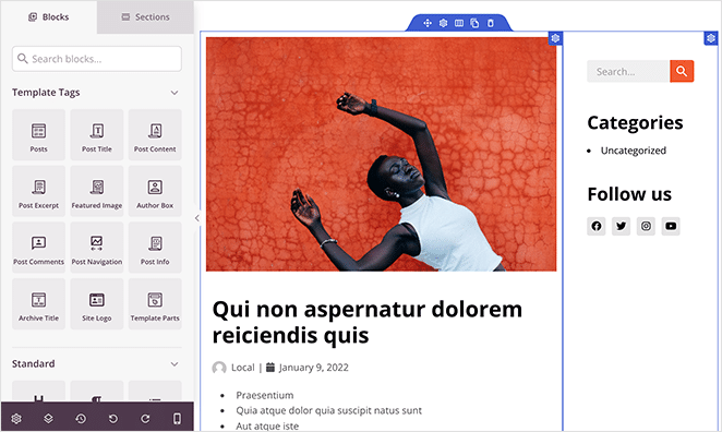 Modello di post singolo di WordPress - RafflePress WordPress custom theme builder seedprod