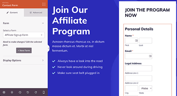 แบบฟอร์มสมัครสมาชิก - RafflePress Affiliate signup form in affiliate landing page seedprod