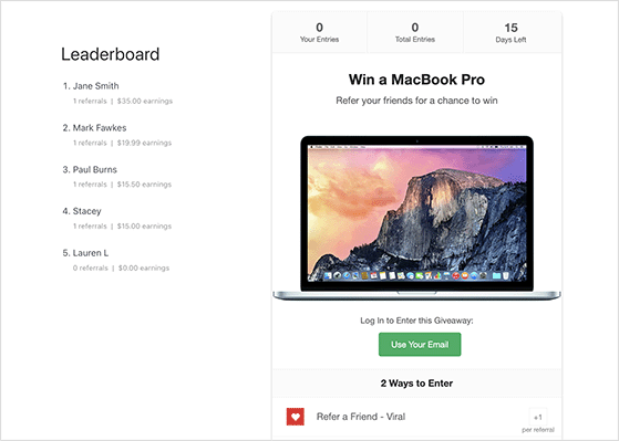 อ้างอิง - ประกวดกับลีดเดอร์บอร์ด - RafflePress affiliate marketing ideas: referral contest with leaderboard