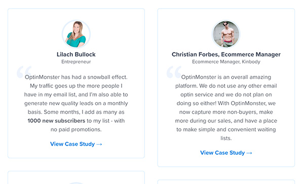 optinmonster-testimonials1 - RafflePress social proof affiliate marketing ideas