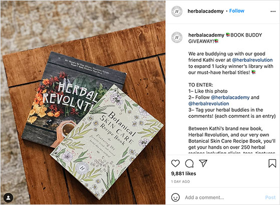 instagram-book-giveaway-example - RafflePress book giveaway example