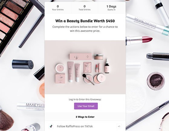 tiktok-contest-landing-page - RafflePress tiktok contest landing page
