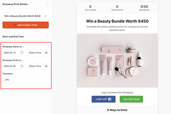 tanggal mulai giveaway - RafflePress Choose a start and end date for your tiktok giveaway