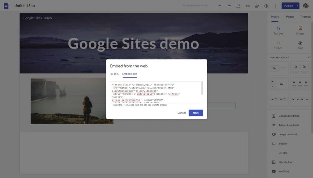 Googleサイトの埋め込みコード