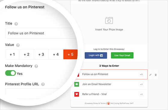 pinterest-action-options - RafflePress follow on pinterest summer contest ideas