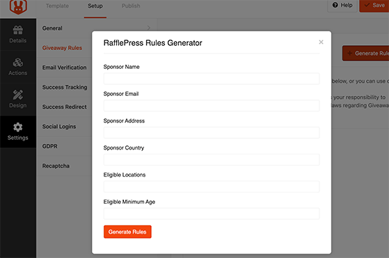 贈品規則生成器-RafflePress giveaway rules generator