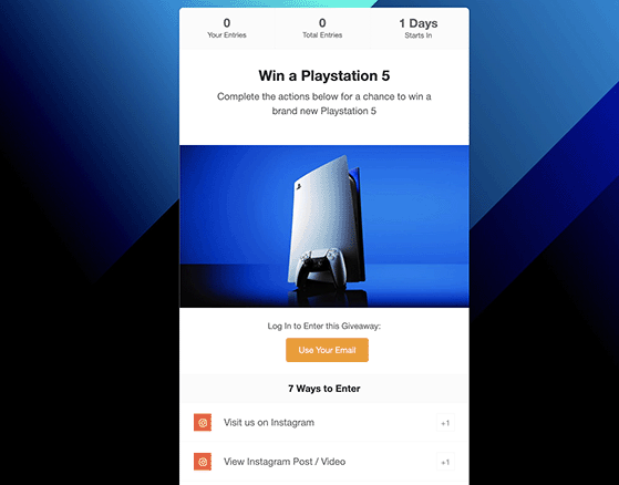 instagram 贈品登陸頁面-RafflePress example: how to do a giveaway on instagram to gain followers