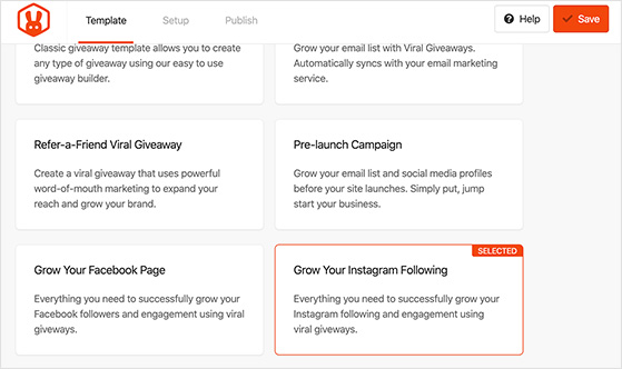 增長你的 Instagram 關注模板 - RafflePress grow your instagram following giveaway template