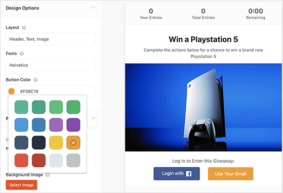 rafflepress 設計選項 - RafflePress Customize your giveaway widget