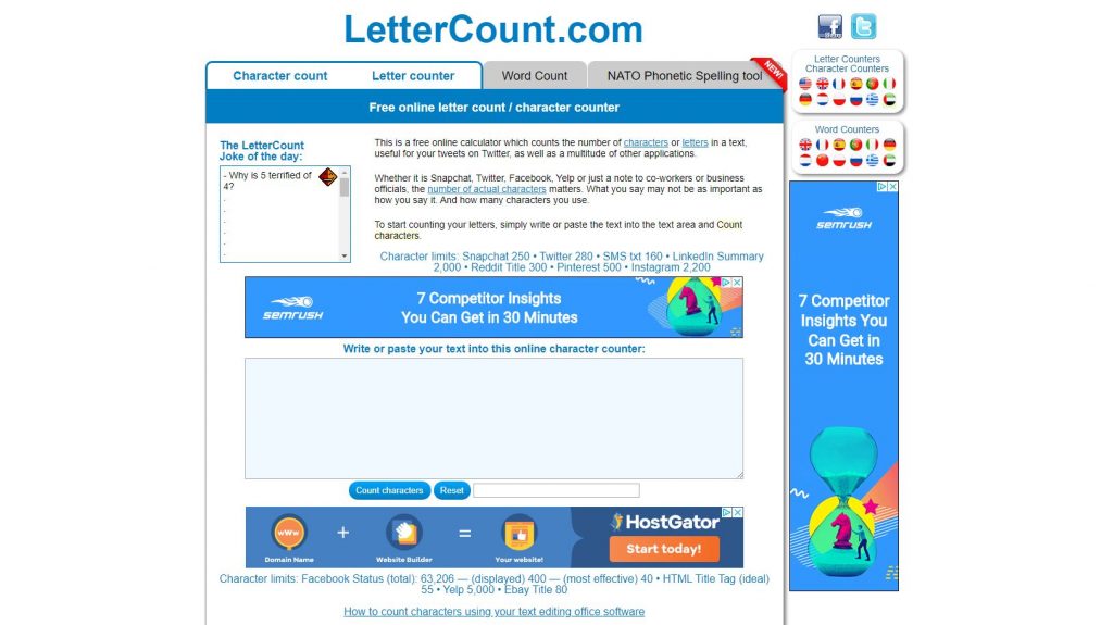 nombre de mots en ligne