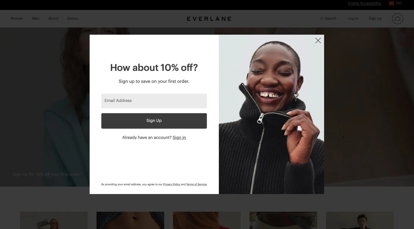 pop-up pentru prima ofertă