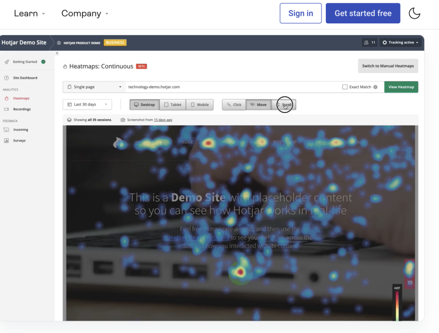 Webanalysetool - Hotjar