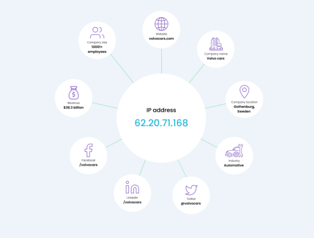Grafico dei dati dell'indirizzo di intelligence IP B2B