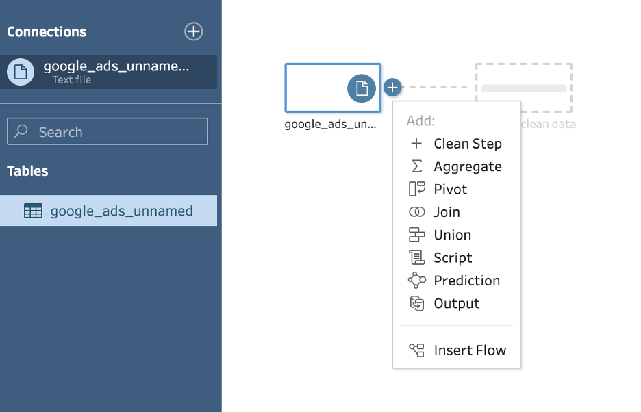 Tableau Prep Supermetrics API、接続追加