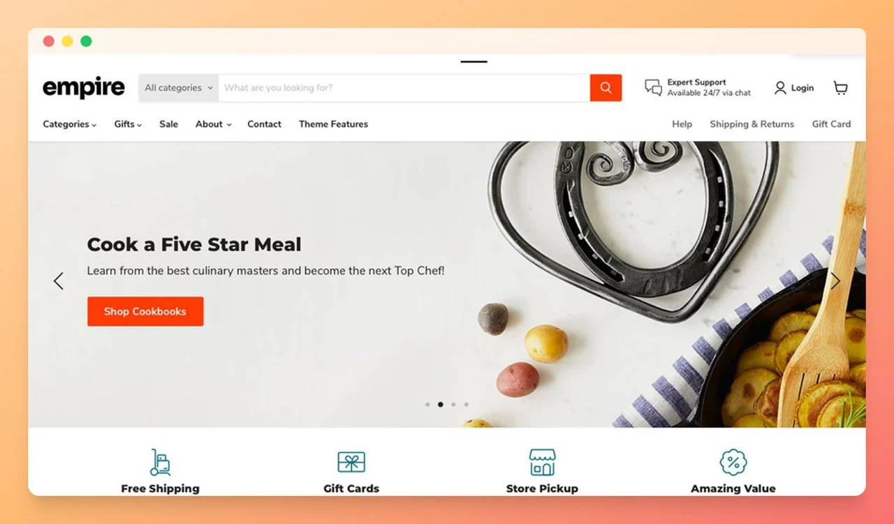 Thème Shopify appelé Empire