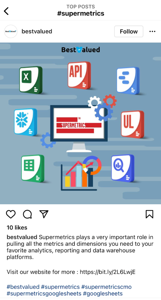 Instagram帖子中的短鏈接