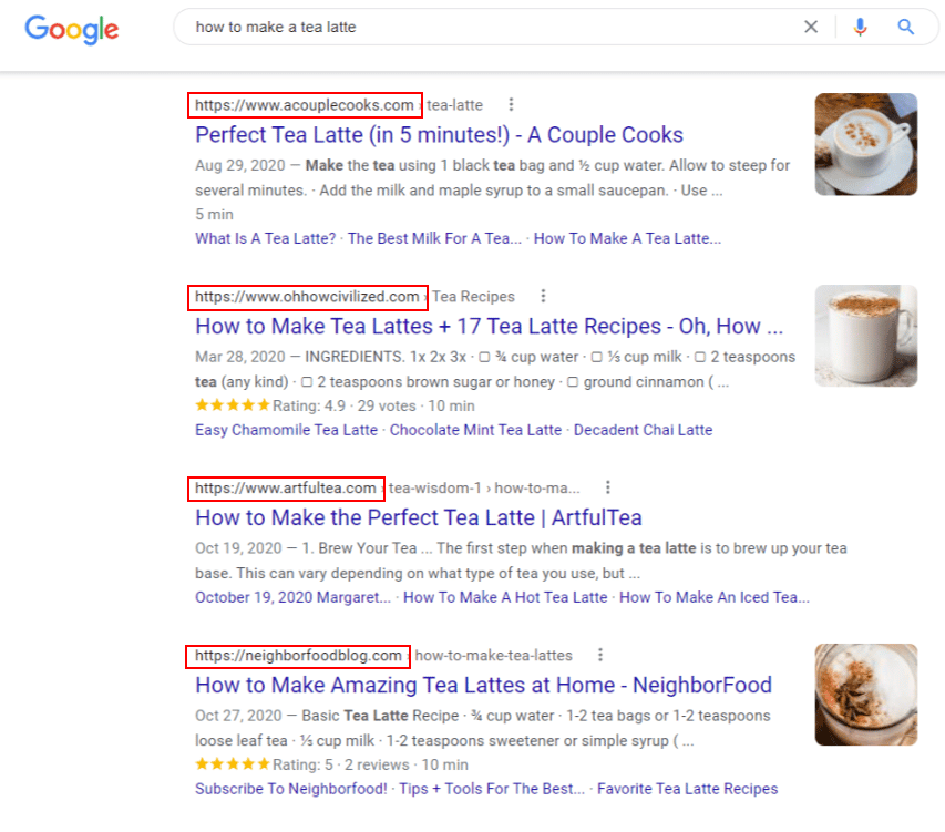 Domainnamen in google vergleichen