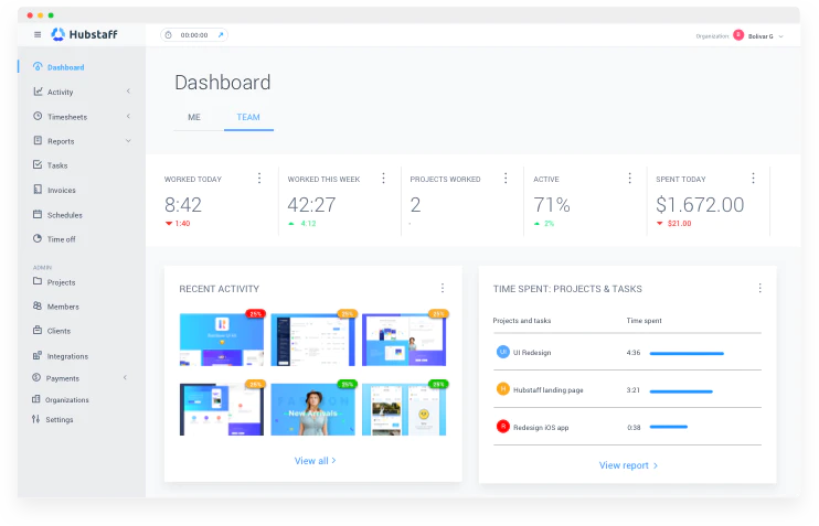 <p><i><span style="font-weight: 400;">Dashboard-Ansicht in </span></i><a href="https://www.capterra.com/p/132376/Hubstaff /"><i><span style="font-weight: 400;">Hubstaff</span></i></a><i><span style="font-weight: 400;"> (< /span></i><a href="https://www.capterra.com/p/132376/Hubstaff/"><i><span style="font-weight: 400;">Quelle</span ></i></a><i><span style="font-weight: 400;">)</span></i></p> <p><i><span style="font-weight: 400;">Dashboard view in </span></i><a href="https://www.capterra.com/p/132376/Hubstaff/"><i><span style="font-weight: 400;">Hubstaff</span></i></a><i><span style="font-weight: 400;"> (</span></i><a href="https://www.capterra.com/p/132376/Hubstaff/"><i><span style="font-weight: 400;">Source</span></i></a><i><span style="font-weight: 400;">)</span></i></p>