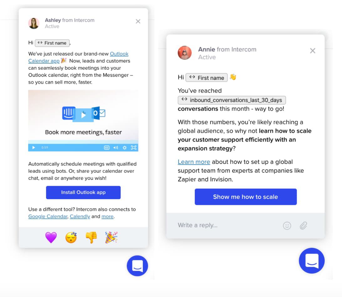 Beispiele für In-App-Messaging