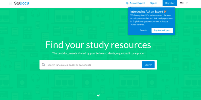 StuDocuWebサイトのホームページ