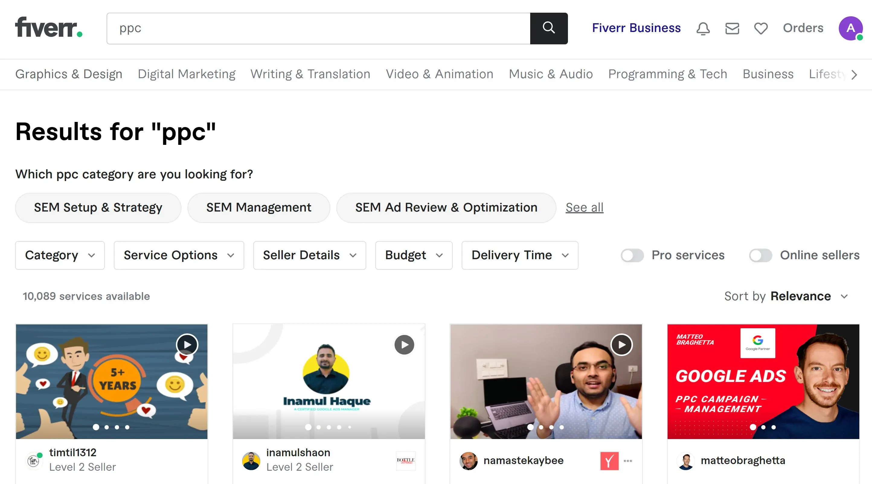 PropellerAds — Панель инструментов Fiverr