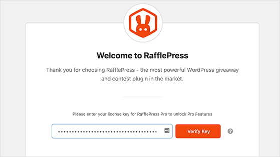 شاشة الترحيب بالسحب - RafflePress RafflePress welcome screen