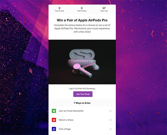 صفحة الهبوط woocommerce-contest - RafflePress woocommerce contest landing page