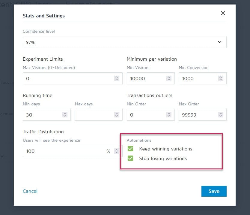 Convert Experiences automatisierter Haltepunkt