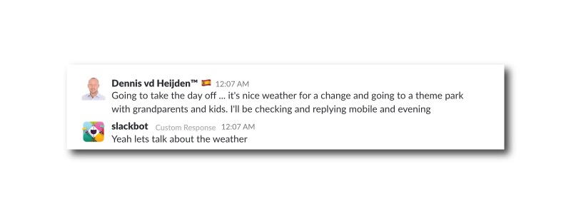 „Vremea” și „fierbinte” provoacă mai multă sarcină de slackbot