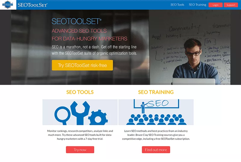 Screenshot della home page di SEOToolSetⓇ.
