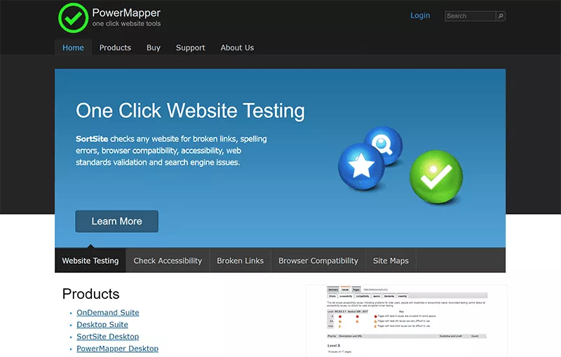 Screenshot della home page di PowerMapper.