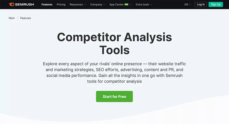 Screenshot dello strumento di analisi della concorrenza di SEMrush.
